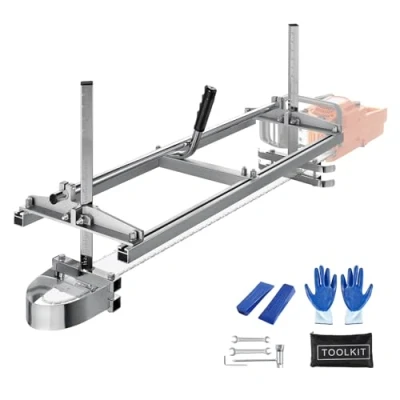 Abbildung von VEVOR Mobiles Sägewerk 35 91cm Tragbare Kettensäge 36 Zoll Stahl rostbeständig Kettensägenmühle 0,5 30cm Schnittstärke mit flexiblem Schneidführungssystem und der Luftpistole für Bauarbeiter