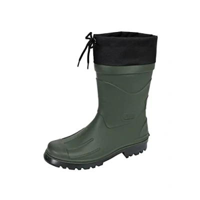 Abbildung von MADSea Herren Jungen Gummistiefel Nils Hannes Halbhoher wasserdichter, ungefütterter Regenstiefel mit verschnürbarer Nylonstulpe, oliv/schwarz, 45