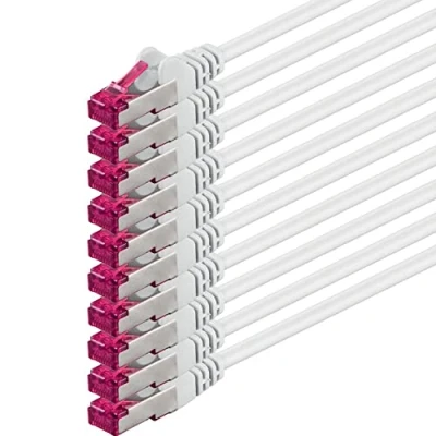 Abbildung von 1aTTack.de 2m weiß 10 Stück Netzwerkkabel Cat6a (10Gb/s) S FTP CAT 6a Lankabel GHMT zertifiziert PIMF 500 MHz Cat5 Cat5e Cat6 Cat7 für Switch, Router, Modem, Internet