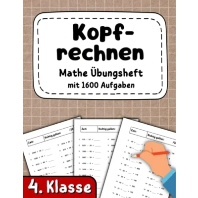 Abbildung von Kopfrechnen 4. Klasse Mathe Übungsheft mit 1600 Aufgaben: Addieren und subtrahieren bis 10000 Multiplizieren dividieren