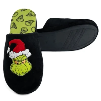 Abbildung von United Labels Grinch Hausschuhe für Damen und Herren, Schwarz, 44/45, Unisex Pantoffeln Winter, Puschen Weihnachten