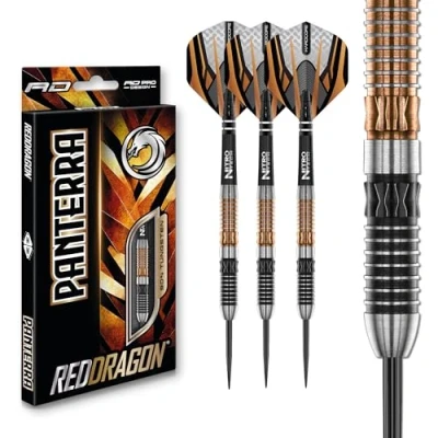 Abbildung von RED DRAGON Panterra 24 Gramm Premium Wolfram Steeltip Dart Set mit Flights und Schäften