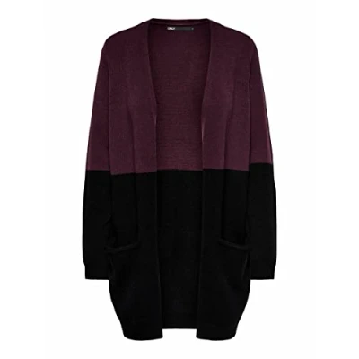 Abbildung von ONLY Onlqueen LONG Strickjacke, Damen, Größe: XS, Windsor wine/black