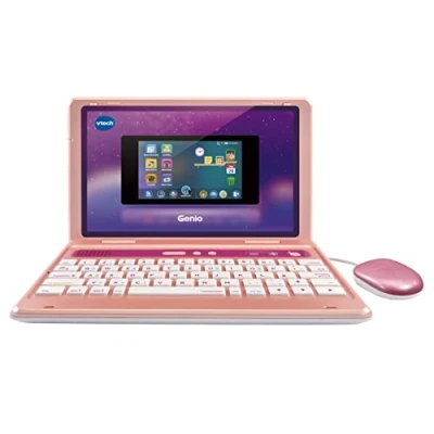 Abbildung von Vtech Genio Lernlaptop pink Lerncomputer mit Internetzugang, Textprogramm und Lerninhalten zu Buchstaben, Wörtern, Mathe, Logik u. v. m. Für Kinder von 5 12 Jahren