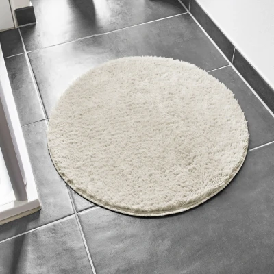Abbildung von andiamo Badematte rutschfest Florida Badezimmerteppich weich und flauschig Badteppich waschbar Duschvorleger Badvorleger für Badezimmer 60 cm rund beige