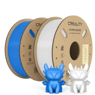 Abbildung von Creality Official Hyper PLA Filament Weiß+Blau 2KG, 3D Drucker für Hochgeschwindigkeitsdruck, langlebig und widerstandsfähig, glatt, Überhang Leistung Maßgenauigkeit +/ 0.03mm, 2 Rollen