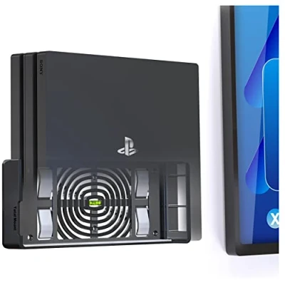 Abbildung von TotalMount 2524 Wandhalterung für Sony PlayStation 4 Pro Konsole mit Hitze Management und Sicherheits Klip Schwarz