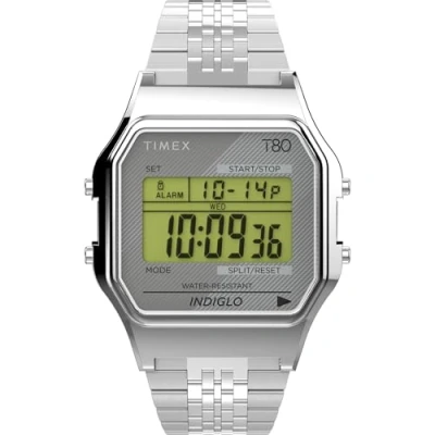 Abbildung von Timex T80 34mm Uhr Silber Ton mit Edelstahlarmband TW2R79300