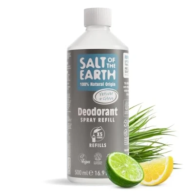 Abbildung von Salt Of The Earth Natürliches Deospray Nachfüllpack für Männer, Pure Armour Vetiver &amp; Zitrus Vegan, Langanhaltender Schutz, 500 ml