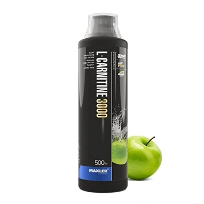 Abbildung von Maxler L Carnitine 3000 Grüner Apfel 500ml Hochdosiertes Carnitin Liquid Vegane Nahrungsergänzuing 3000mg Wirksotff pro Portion 20 Portionen Inklusive Messbecher