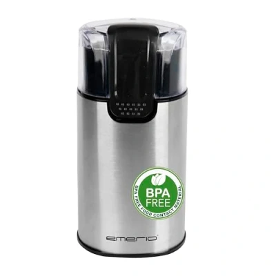 Abbildung von ﻿﻿EMERIO elektrische Edelstahl Kaffeemühle 60g Fassungsvermögen Coffee Grinder für Kaffeebohnen &amp; Nüsse Doppelmesser Sicherheitsdeckel BPA frei Anti Rutsch 150W CG 125372