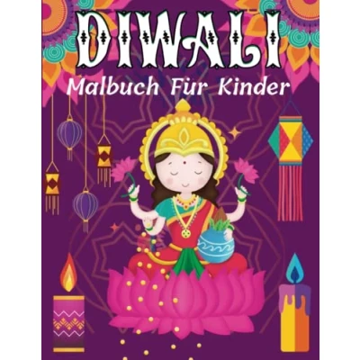Abbildung von Diwali Malbuch für Kinder: Niedlich und einfach Aktivität Seiten zu färben, feiern Hindu Festival der Lichter Jungen Mädchen, Happy Geschenk Kinder im Alter von 4 8.