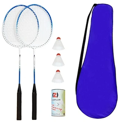 Abbildung von Badminton Set Federballspiel Federball 2 Schläger mit 3 Federbälle und Schlägertasche für die ganze Familie Urlaub Garten Strand, Gute Qualität