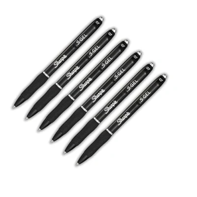 Abbildung von Sharpie S Gel Gelstifte Mittlere Spitze (0,7 mm) Schwarze Tinte 6 Zählen