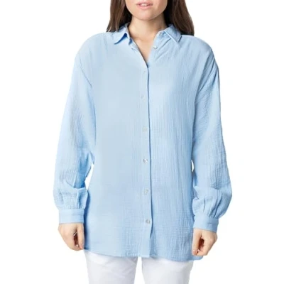 Abbildung von Sublevel Lange Musselin Hemdbluse, Damen, Größe: M/L, Light blue