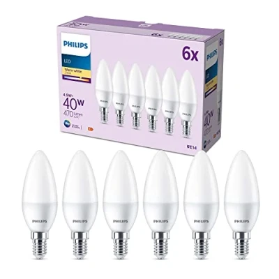 Abbildung von Philips Classic LED E14 Lampe, 40W, matt, warmweiß, nicht dimmbar, 6er Pack