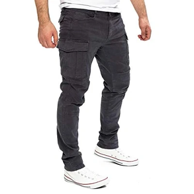 Abbildung von Yazubi Jayden Herren Hose Slim Fit Chino Cargohose Stretch Männer Cargo Baumwollhose, Grau (Nine Iron 193908), W38/L30