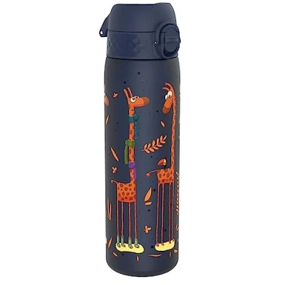 Abbildung von ION8 Trinkflasche, 500 ml, Auslaufsicher, Einhandöffnung, Sichere Verriegelung, Spülmaschinenfest, BPA frei, Tragegriff, Klappdeckel, Leicht zu Reinigen, Klimaneutral, Giraffen Design