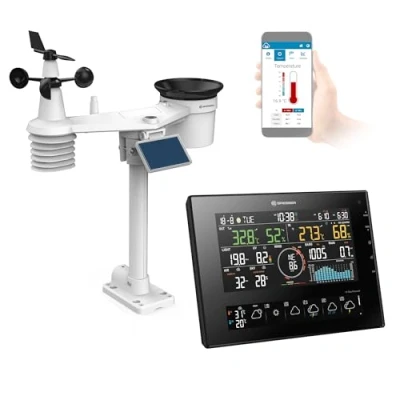 Abbildung von Bresser 11 Tage 4Cast CV WLAN Wetterstation 7 in 1 Solar, detaillierte Wettervorhersage, ProWeatherLive App, Innen und Außentemperatur, schwarz