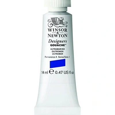Abbildung von Winsor &amp; Newton 605660 Designer Gouache Ultramarin, 14ml Tube matte deckende Gouachefarben, Ideal für Gouachemalerei, Brillante, lichtechte Farben mit großer Deckkraft