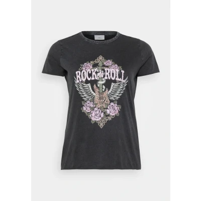 Abbildung von ONLY Carmakoma Carlucy LIFE Tshirt print, Damen, Größe: S 42/44, Black