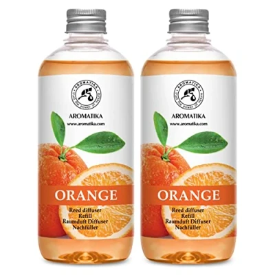 Abbildung von Raumduft Nachfüllflasche Orange 2x500ml Nachfüller mit Ätherischen Orangenöl Aromatherapie Duftdiffuser Raumbeduftung Lufterfrischer Orangenduft Reed Diffuser