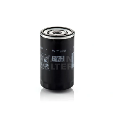 Abbildung von MANN FILTER W 719/30 Ölfilter 3/4 16 UNF mit einem Rücklaufsperrventil Anschraubfilter AUDI: A3 Sportback, 100 C4 Saloon, 90 B3, VOLKSWAGEN: GOLF 3