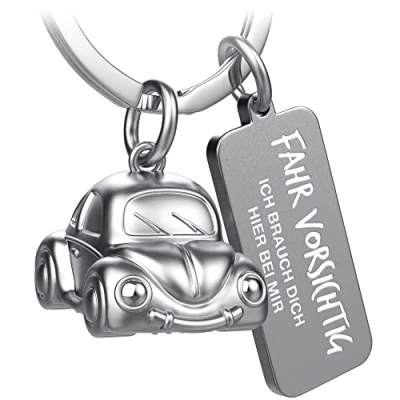 Abbildung von FABACH Auto Schlüsselanhänger Car mit Gravur Schutzengel Engel für Autofahrer Geschenk Glücksbringer Fahr vorsichtig Geschenke vorsichtig, ich brauch dich