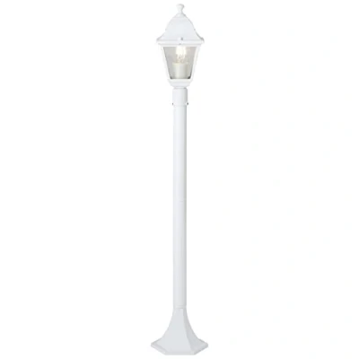 Abbildung von Brilliant spritzwassergeschützte Wegelampe Standleuchte für den Außenbereich Stehlampe mit 1x E27 Fassung max. 40W Garten aus Metall/Glas, in weiß IP44 1m Höhe