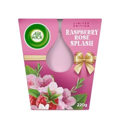 Abbildung von Air Wick Wohlfühl Duftkerze XL im Glas Duft: Raspberry Rose Splash Bis zu 40 Stunden Brenndauer Enthält natürliche ätherische Öle 220 g