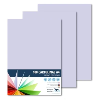 Abbildung von RAYLU PAPER Tonpapier A4, 100 Stück Kartonpapier 180g/m², 210 x 297 mm, professionelle farbige Kartons für Büro, Kopierpapier, Buntes Papier zum Basteln (Lila)