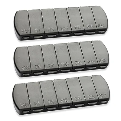 Abbildung von Schramm® 3 Stück Tablettenbox schwarz 11x4 x1,5cm Pillen Tabletten Box 7 Tage Schachtel Tablettendose 3er Pack Pillendose Pillenbox Tablettenboxen Pillendosen Dose