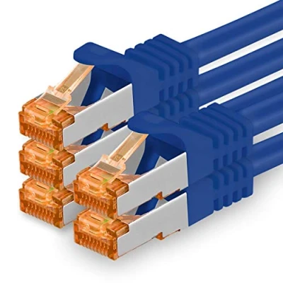 Abbildung von 1aTTack.de 2m Cat.7 Netzwerkkabel Blau 5 Stück Gigabit Ethernet LAN Kabel 10000 Mbit S Patchkabel Cat7 FTP PIMF Schirmung LSZH Rohkabel Rj45 Stecker Cat 6a x 2 Meter