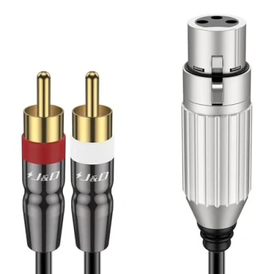 Abbildung von J&amp;D XLR Buchse zu Dual Cinch Stecker Kabel, PVC Schale Ungebalanced 2 Y Splitter Patch Stereo Audio Verbindung Kabel Adapter für Lautsprecher Kondensator Mic Mixer AMP, 1,8 Meter