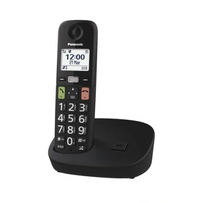 Abbildung von Panasonic KX TGU110EXB digitales schnurloses Telefon, Basisstation &amp; 1 Mobilteil, LCD Display, große Tasten, Favoriten Taste, hörgerätekompatibel, Schwarz