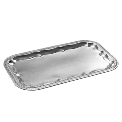 Abbildung von APS 394 Tablett Party mit Rollrand Edelstahl Dekoroberfläche und Dekorrand, 53 x 32,5 cm, rechteckig