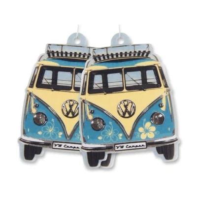 Abbildung von BRISA VW Collection Volkswagen Luft Erfrischer Duft Spender fürs Auto im T1 Bulli Bus Motiv Doppelpack (Bus Front/Pina Colada/Türkis)