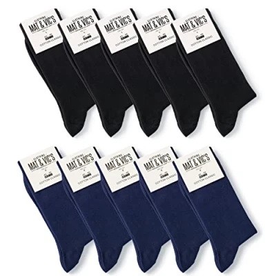 Abbildung von 5 Paar Socken von Mat &amp; Vic&#039;s für Sie und Ihn Cotton classic Socks, gekämmte Baumwolle, ohne drückende Naht, Komfortbund, OEKO TEX Standard 100, Navy Mix 1, 47 50