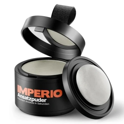 Abbildung von IMPERIO Ansatzpuder Haar Concealer zur Haarverdichtung für Frauen und Männer, wasserfestes Make up zum Ansatz kaschieren 4g (Hellgrau)