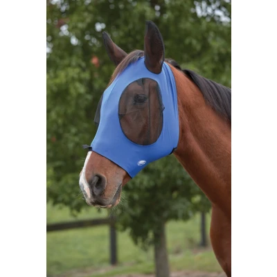 Abbildung von Weatherbeeta Fliegenmaske Deluxe Stretch Bug mit Ohren Königsblau/Schwarz Small Pony