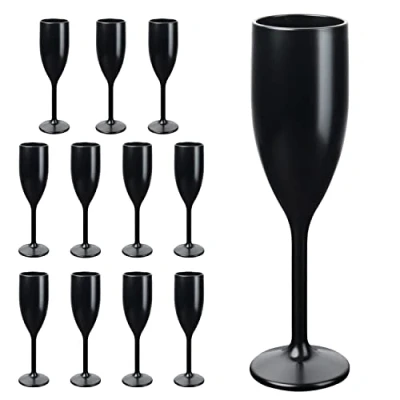 Abbildung von Schramm® Mehrweg Sektgläser in schwarz wählbar 6, 12, 24 oder 48 Stück 150 ml Champagner Glas Sektflöten Sektkelch Stielglas Gläser Fassungsvermögen, Größe:12