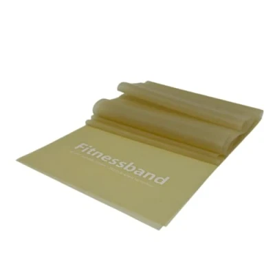 Abbildung von ATC Handels GmbH Fitnessband 1,5m, 2,5m, 5,5m und 25m x 15,5cm in 6 verschiedenen Stärken Widerstandsband, Gymnastikband, Trainingsband, Sportband, Krafttraining Yoga, 2,5m super leicht beige