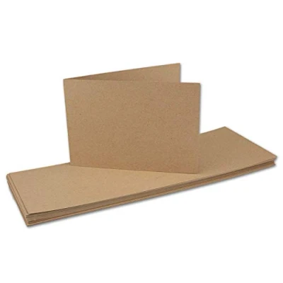 Abbildung von 25x Falt Karten DIN A6 Langdoppel Sandbraun Kraftpapier 10,5 x 14,8 cm blanko quer doppelte Faltkarten FarbenFroh by Gustav Neuser®