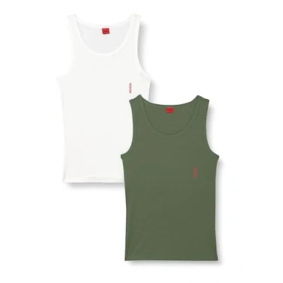 Abbildung von HUGO TANK 2 PACK Unterhemd/shirt, Herren, Größe: Large, Khaki/white