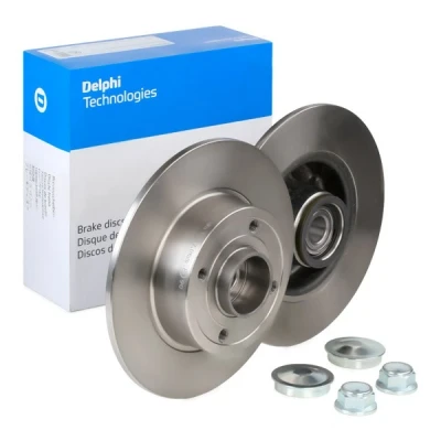 Abbildung von DELPHI Bremsscheibe RENAULT: CLIO III Grandtour, Modus / Grand Modus, 3 8mm 4 voll geölt unbehandelt mit Radlager, ABS Sensorring BG9028RS