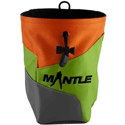 Abbildung von Mantle Chalkbag Kreidebeutel Juggy in orange/grün/grau für Kletterkreide zum Bouldern und Klettern