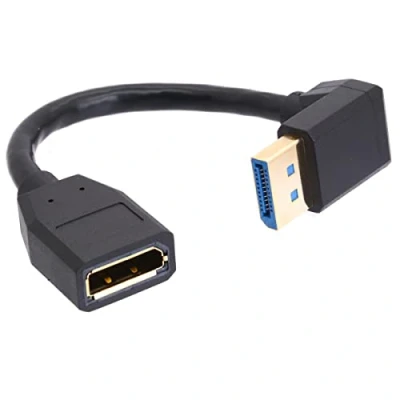 Abbildung von 8K 90 Grad Winkel Displayport 1.4 Verlängerungskabel, Stecker auf Buchse, Kabel für HP Dell Asus @ 60Hz 4K 144Hz 1080p 240HZ 15cm (unten) (Up)