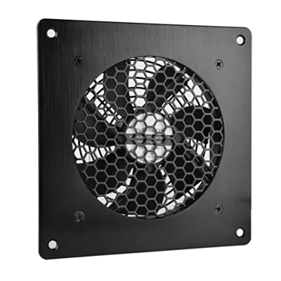 Abbildung von euroharry USB Ventilator,120MM Lüfter,mit 3 Gang verstellbarem 5V/0.3A einer modernen gebürsteten schwarzen Aluminiumrahmen,für Heimkino AV Schrank Kühlun