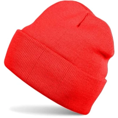 Abbildung von styleBREAKER Unisex Beanie Strickmütze Einfarbig, Feinstrick Mütze doppelt gestrickt, warme Winter Strickbeanie 04024029, Farbe:Rot