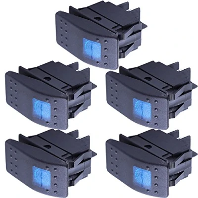 Abbildung von Mintice 5 X KFZ Auto Kippschalter Druckschalter Schalter Wippschalter Wasserdicht 12V 20A Blau LED Licht Lampe 4Pin AN/AUS